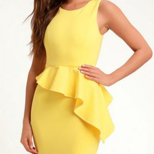 Yellow Sleeveless Ruffled Bodycon Dress